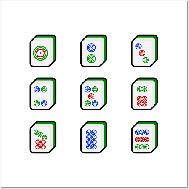 Mahjong Tiles Dots Suit 麻雀筒子 - Wheels, Circles, Coins, Stones, Marbles, Balls | I Love Mahjong | Cantonese Sticker Wall Art by PawaPotto